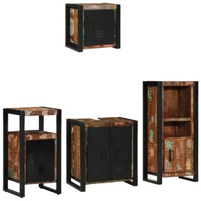 vidaXL Conjunto de Móveis para Banheiro com prateleira com armazenamento com porta 4 pcs