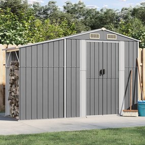 vidaXL Abrigo de jardim 277x93x179 cm aço galvanizado cinzento