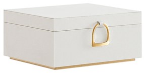 SONGMICS Joyero de 2 capas, organizador de joyas com asa, bandeja extraível para joyas, almacenamiento de joyas, efeito flotante, 8,1 x 9,4 x 4,3 pulgadas, ideia de regalo, regalos de Navidad, cor branca JBC165W01