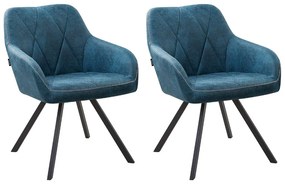 Conjunto de 2 cadeiras de jantar em tecido azul MONEE Beliani