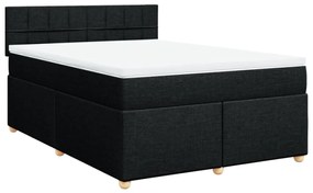 Cama com molas/colchão 160x200 cm tecido preto