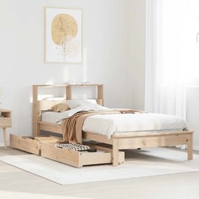 vidaXL Cama com estante sem colchão 100x200 cm pinho maciço