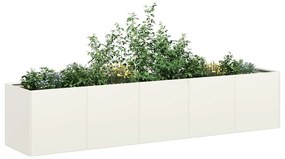 vidaXL Vaso floreira 200x40x40 cm aço laminado a frio branco