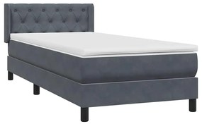 Cama com molas/colchão cinza-escuro 80x210 cm veludo
