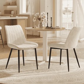 Conjunto de 2 cadeiras de sala de jantar bege cappuccino-Preto