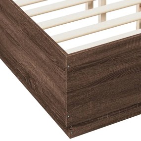 Estrutura de cama 140x190cm derivados madeira carvalho castanho
