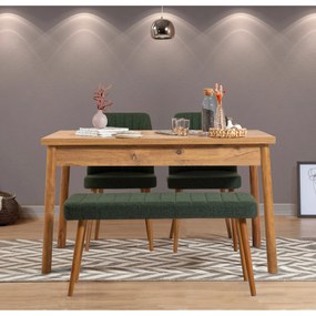 Conjunto de Mesa e Cadeiras Costa – Pinho Atlântico Verde – Mesa: 120x