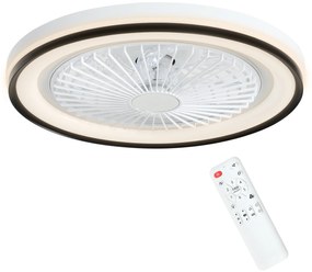 HOMCOM Ventoinha de Teto com Luz LED 48,5 W Motor DC Reversível Silenciosa com Controlo Remoto 6 Velocidades Temporizador  Ø48x13 cm Branco