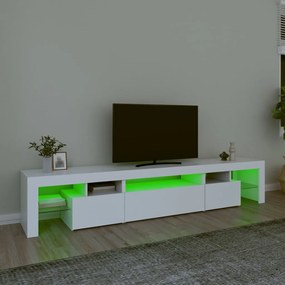 Móvel de TV com luzes LED 215x36,5x40 cm branco