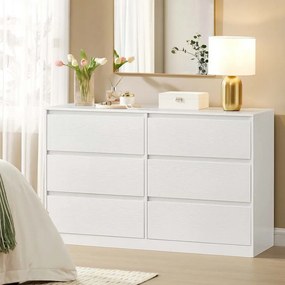 Cómoda Kailyn com seis gavetas para quarto 40 x 119,4 x 75 cm Branco