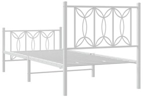 Estrutura de cama com cabeceira e pés 90x200 cm metal branco