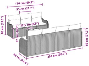 Conjunto de Sofás de Jardim vidaXL de 8 Peças com Almofadas Bege Polyr