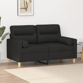 3200817 vidaXL Sofá 2 lugares + almofadas decorativas 120 cm tecido preto