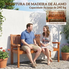 Banco de Jardim em Madeira Banco de Exterior de 2 Lugares com Capa Impermeável Encosto Ergonómico 125x62x90 cm Castanho Claro