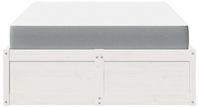 Cama com colchão 140x190 cm madeira de pinho maciça branco