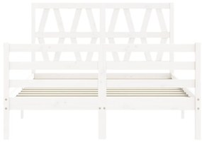 Estrutura de cama com cabeceira 140x190cm madeira maciça branco