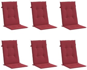 Almofadões p/ cadeiras altas jardim 6 pcs tecido vermelho tinto