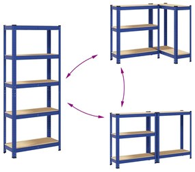 5-Layer Storage Shelf Blue Steel&amp;Madeira de engenharia