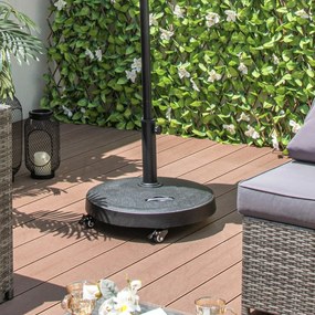 Base para guarda-sol de exterior, capacidade de carga de 23 kg com rodas, pegas, suporte de guarda-sol redondo de 52 cm para jardim e pátio