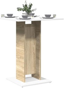 vidaXL Mesa bistrô 60x60x75 cm contraplacado branco/carvalho sonoma