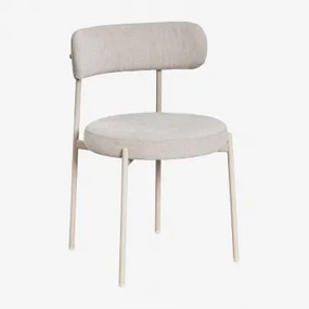 Pacote De 2 Cadeiras De Jantar Estofadas Anisa Tapioca Bege & Chenille Branco Quebrado - Sklum