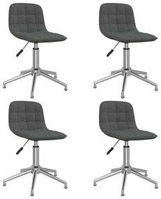 vidaXL Cadeiras de jantar giratórias 4 pcs tecido cinzento-escuro