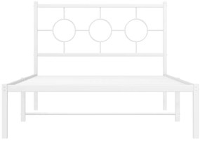 Estrutura de cama com cabeceira e pés 107x203 cm metal branco
