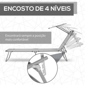 Espreguiçadeira de Jardim Dobrável com Toldo Removível e Ajustável em