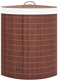 Cesto de canto para roupa suja 60 L bambu castanho