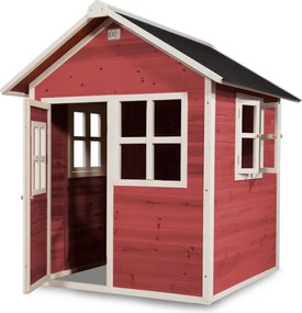 Casa de brincar infantil exterior para crianças Loft 100 em madeira - Vermelha