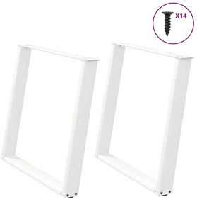 Pés de mesa de jantar em forma de U, 2 peças, branco, 100x (72-73) cm,