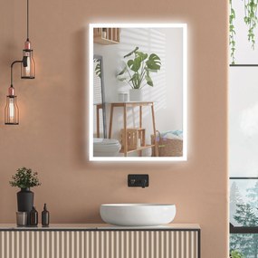 kleankin Espelho Casa de Banho com Luz LED Espelho de Parede com Ilumi