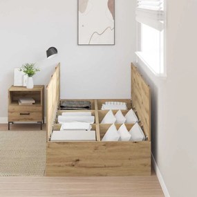 Cama com Armazenamento em Carvalho Artesanal 90x190 cm