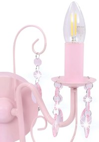 Candeeiro de parede com contas 2 x lâmpadas E14 rosa