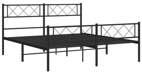 Estrutura de cama com cabeceira e pés 150x200 cm metal preto