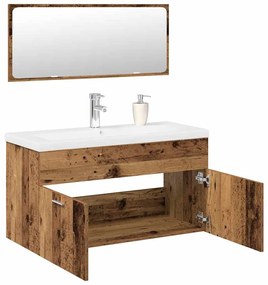 vidaXL 3 pcs conj. móveis casa banho derivados madeira madeira velha