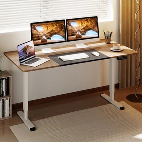 Secretária elétrica 140 x 70 cm com altura ajustável, memória de 4 posições, orifício para cabos e motor silencioso Bege