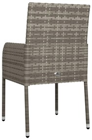 Cadeiras de jardim c/ almofadões 2 pcs vime PE cinzento