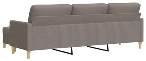 Sofá de 3 lugares + apoio de pés 210cm tecido cinza-acastanhado