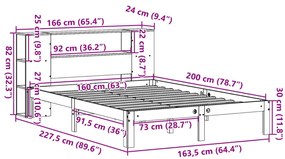 Cama com estante sem colchão 160x200 cm pinho maciço