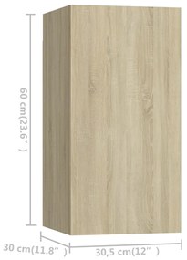 6pcs conjunto de móveis de TV derivados madeira carvalho sonoma