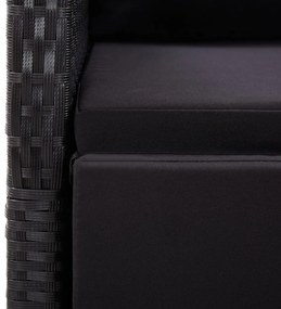 Cadeiras de jardim reclináveis c/ almofadões 2pcs vime PE preto