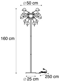 Candeeiro de pé design latão com vidro fumê 8 luzes - Explode Design