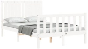 Estrutura de cama com cabeceira 120x200cm madeira maciça branco