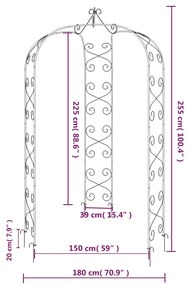 Arco de jardim Ø180x255 aço preto