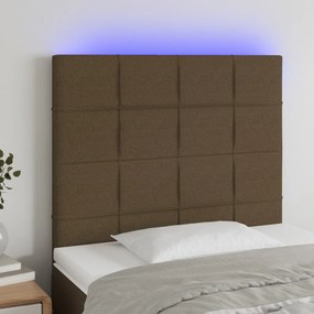 Cabeceira de cama c/ luzes LED tecido 80x5x118/128cm castanho