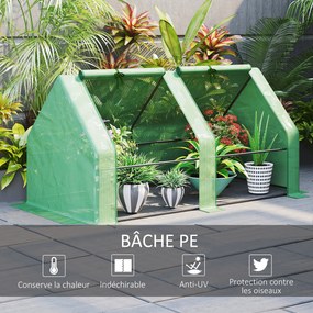 Mini estufa de jardim, em túnel, 180 x 90 x 90 cm, aço, PE de alta densidade 140 g/m², proteção anti-UV, janelas com fecho de correr, verde