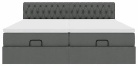 Estrutura de cama otomana com colchões tecido cinzento escuro
