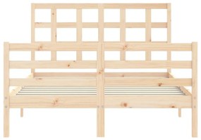 Estrutura de cama com cabeceira 140x190 cm madeira maciça