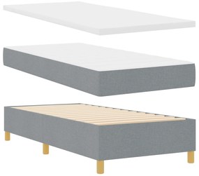Cama Box Spring com Colchão Cinza Claro 90x200 cm Tecido
